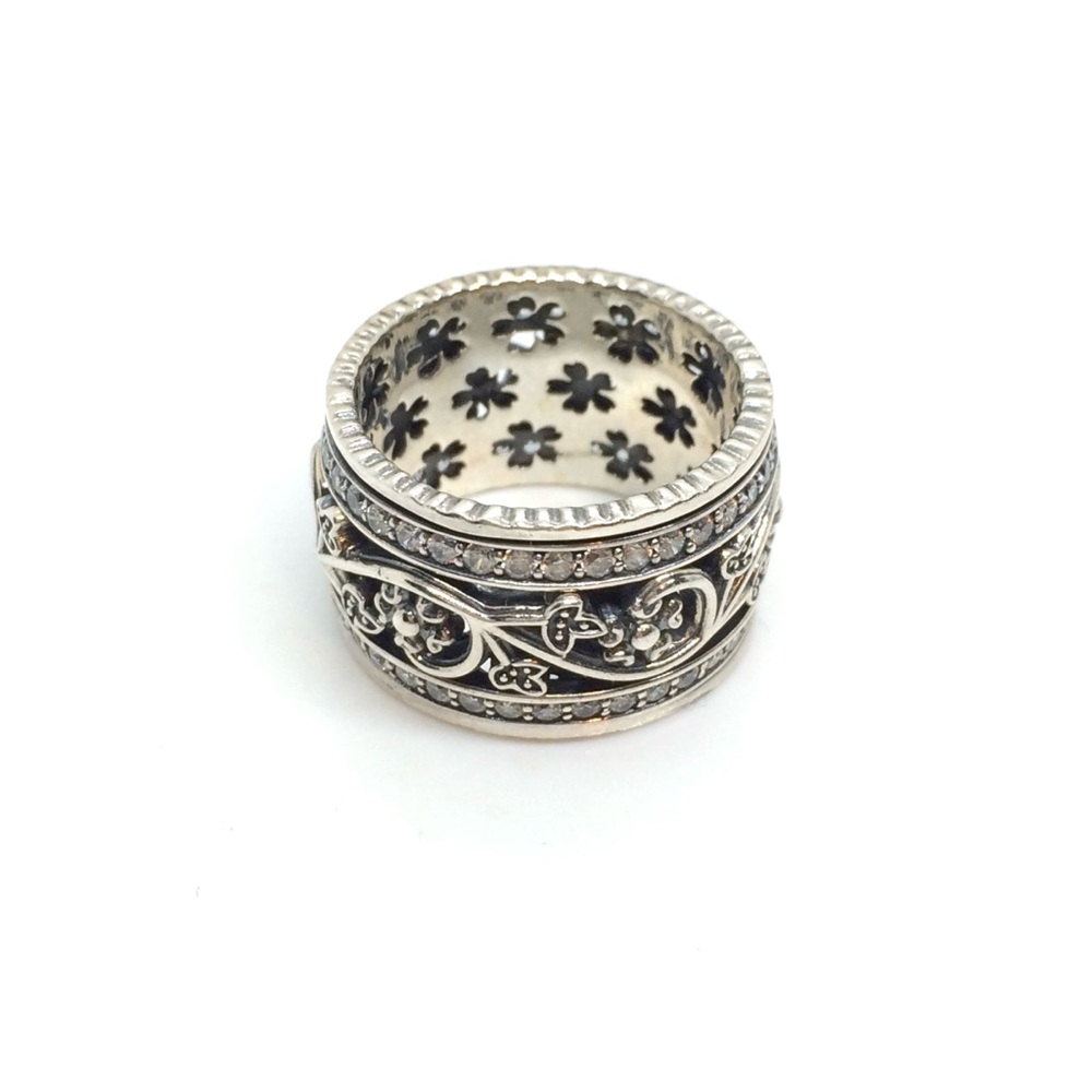 Vintage Silver Floral Band Ring